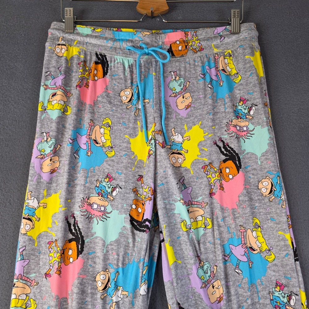 Nickelodeon Rugrats Pajama Pants Women Medium Grey Excellent Splatter Print
